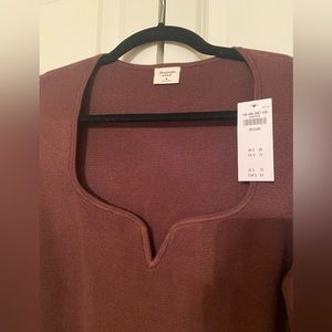 Chocolate brown sweater bodysuit with sweetheart neckline Abercrombie & fitch